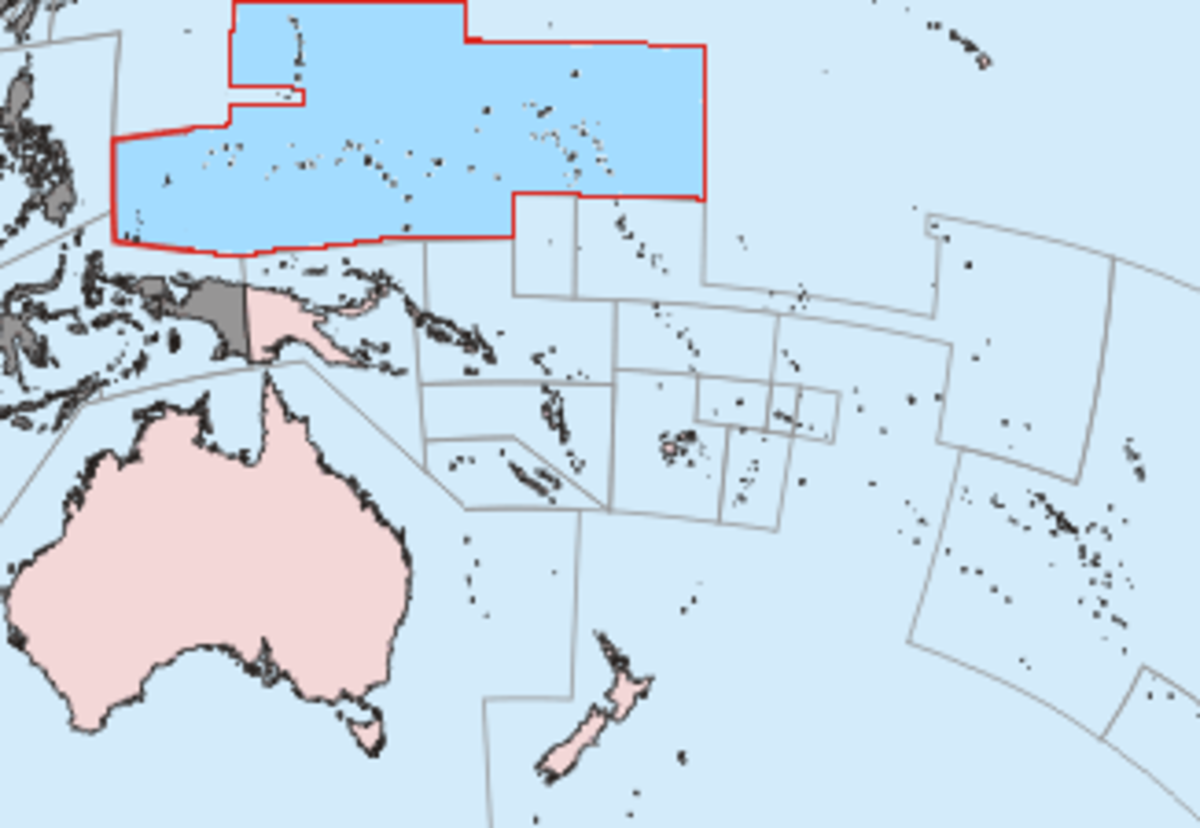 Carte du sud-ouest du Pacifique mettant en évidence le Territoire sous tutelle des îles du Pacifique