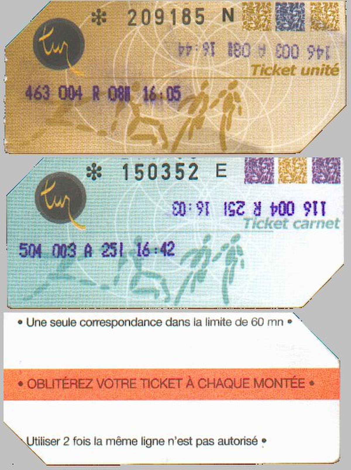 Rectos et verso de tickets
