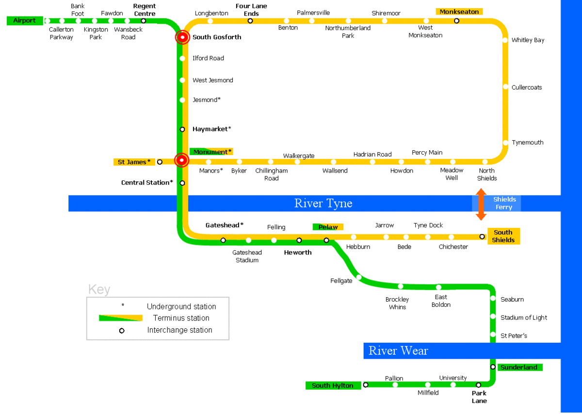 Plan du métro Tyne & Wear