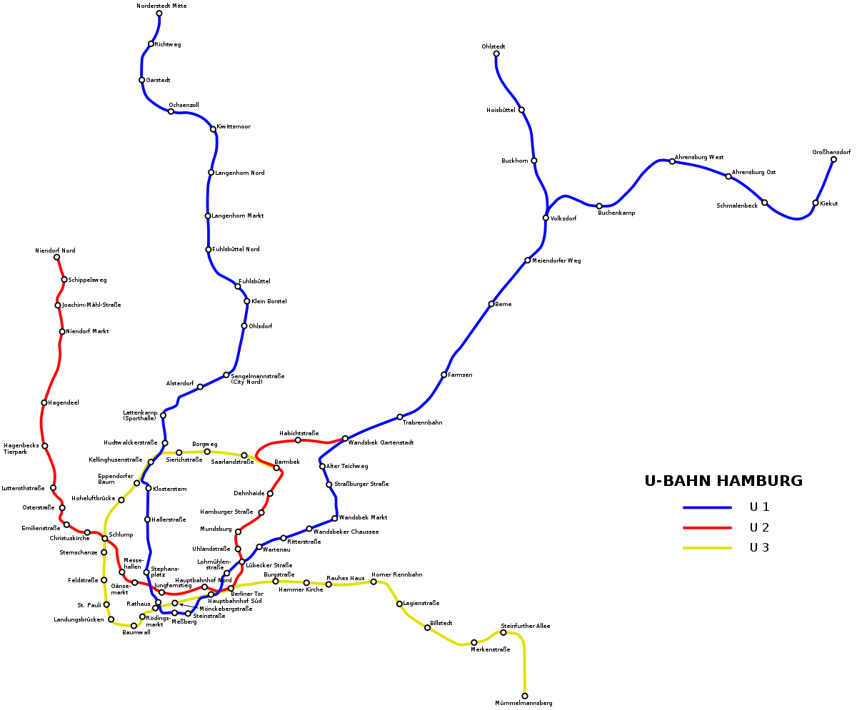 Carte du réseau du métro de Hambourg