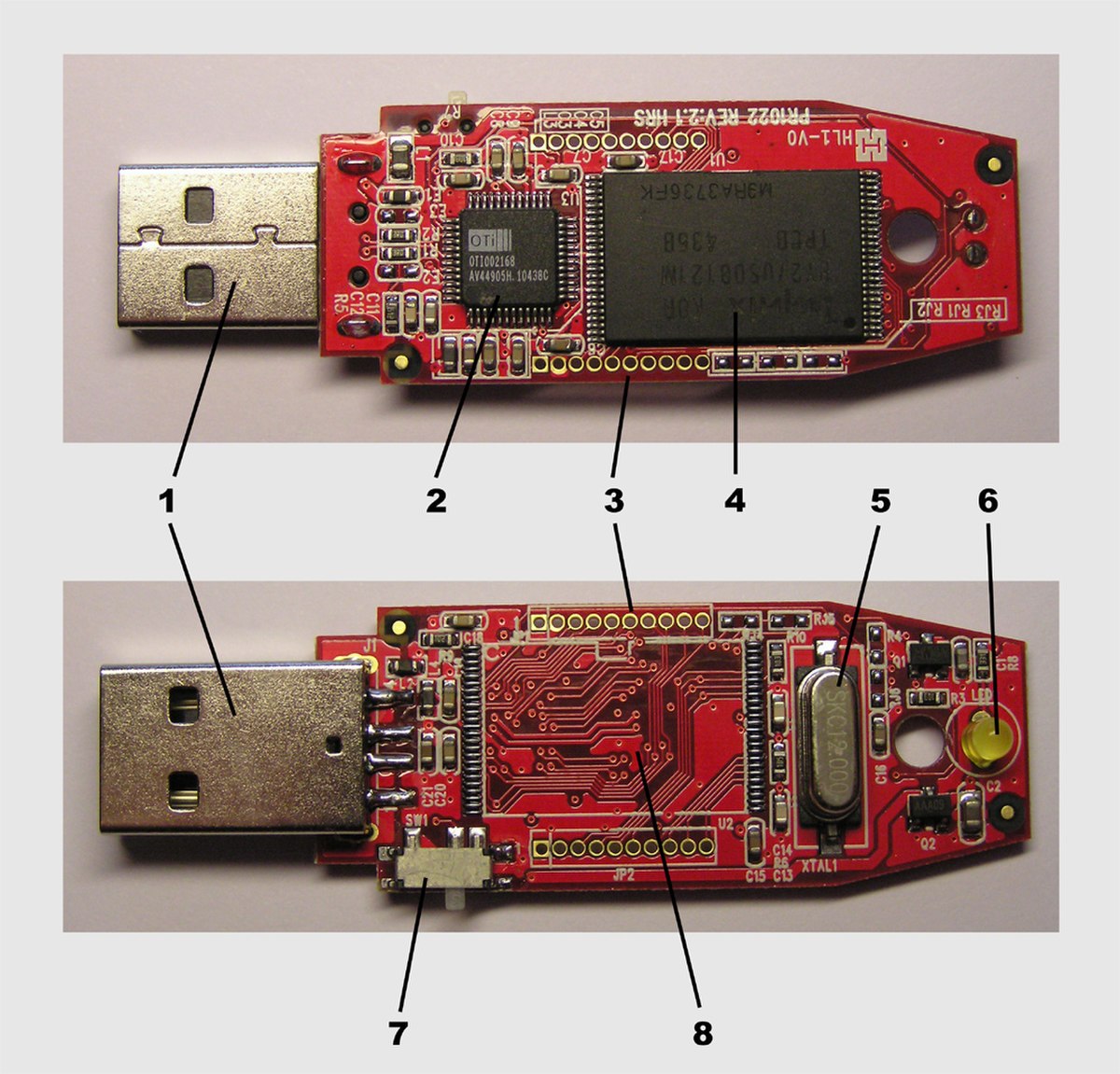 Clé USB sans sa coque protectrice