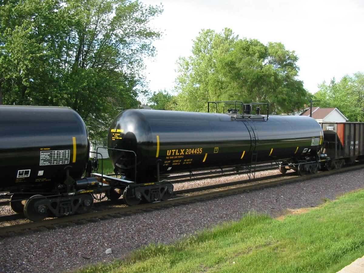 Train de wagons-citerne de l'Union Pacific à Rochelle (Illinois, États-Unis).