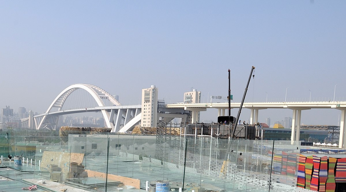 View of Lupu Bridge from the roof.jpg