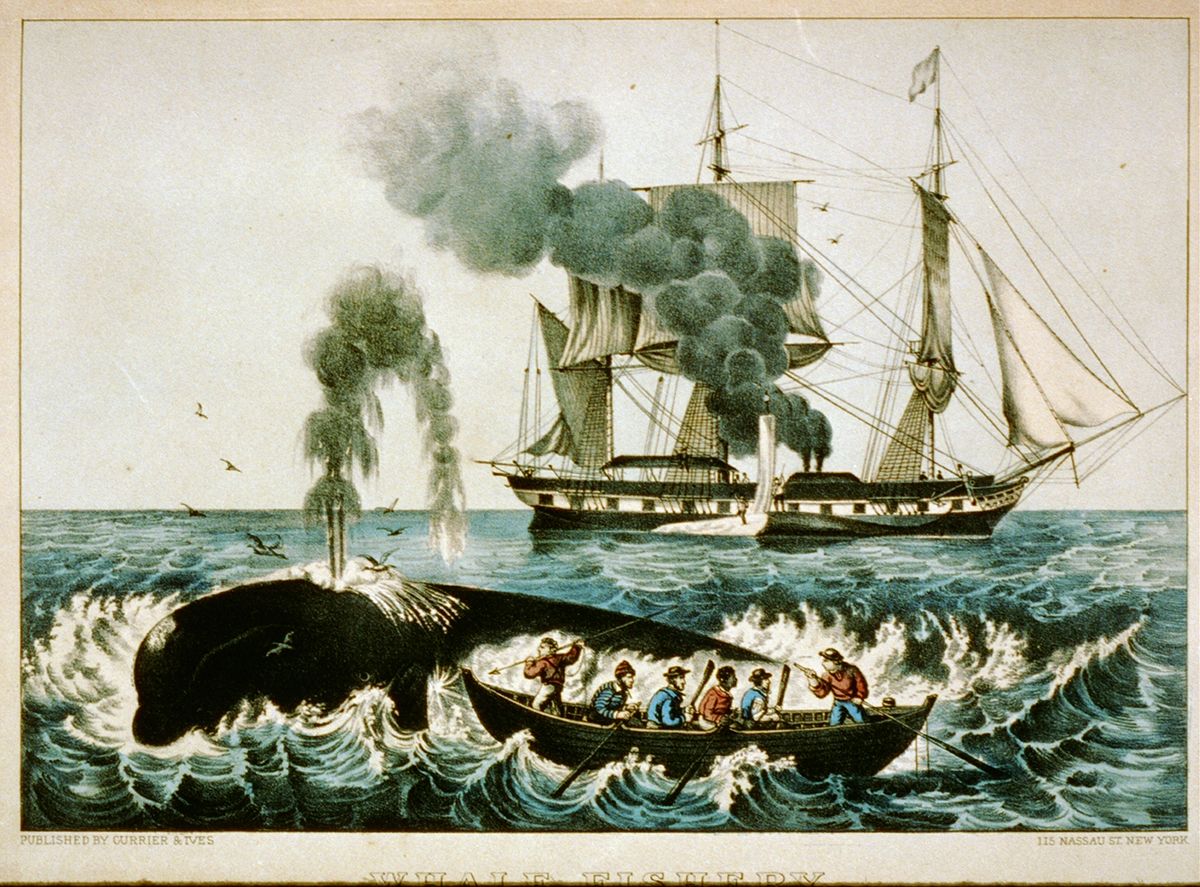 Baleinière au premier plan