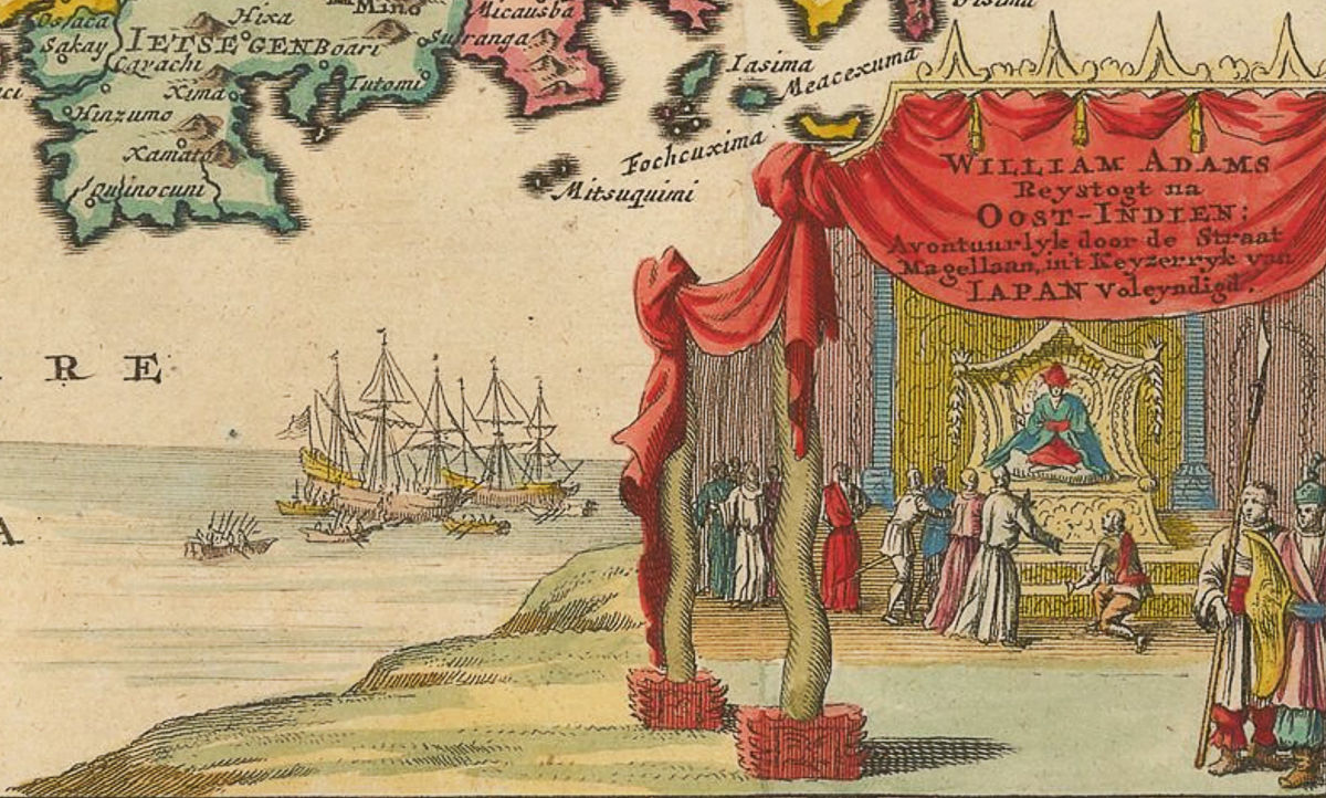 William Adams Rencontre Ieyasu Tokugawa, dans une description idéalisée datée de 1707.