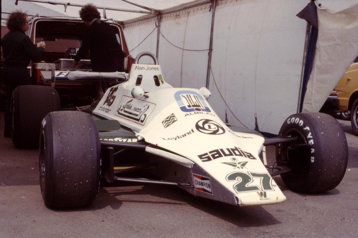 Williams FW07 d'Alan Jones lors des essais du GP de Belgique à Zolder (1980)