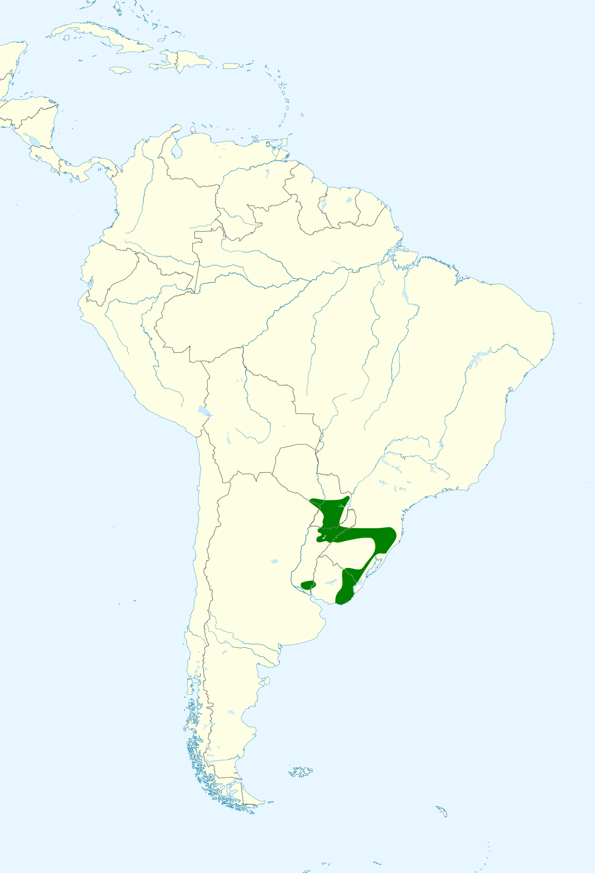 Xanthopsar flavus map.svg