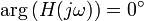 \arg{(H(j\omega))}=0^\circ\