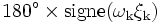 180^\circ\times \operatorname{signe(\omega_k\xi_k)}\