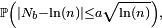 \scriptstyle\ \mathbb{P}\left(\left|N_b-\ln(n)\right|\le a\sqrt{\ln(n)}\right),\