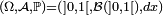\scriptstyle\ (\Omega, \mathcal{A}, \mathbb{P})=(]0,1[,\mathcal{B}(]0,1[), dx)\