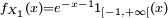 \ \scriptstyle f_{X_{1}}(x)=e^{-x-1}1_{[-1,+\infty[}(x)\