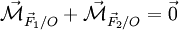 \vec \mathcal M_{\vec F_1 / O} + \vec \mathcal M_{\vec F_2 / O} = \vec 0