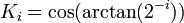 K_i = \cos(\arctan(2^{-i}))\
