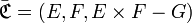 \bar \mathfrak{C} = ( E , F , E \times F - G )