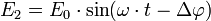E_2 = E_0 \cdot \sin (\omega \cdot t -\Delta\varphi)\