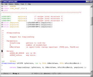 Coloration syntaxique sur un programme en langage C sous Emacs.