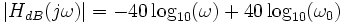|H_{dB}(j\omega)|=-40\log_{10}(\omega)+40\log_{10}(\omega_0)\