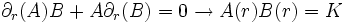 \part_r(A)B +A \part_r(B)=0 \rightarrow A(r)B(r) =K\,