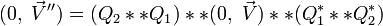 (0,\ \vec V'') = (Q_2 ** Q_1) ** (0,\ \vec V) ** (Q^_1 ** Q^_2)