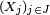 \scriptstyle\ (X_{j})_{j\in J}\