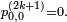 \scriptstyle\ p^{(2k+1)}_{0,0}=0.\
