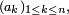 \scriptstyle\ (a_k)_{1\le k\le n},\