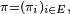 \scriptstyle\ \pi=(\pi_i)_{i\in E},\