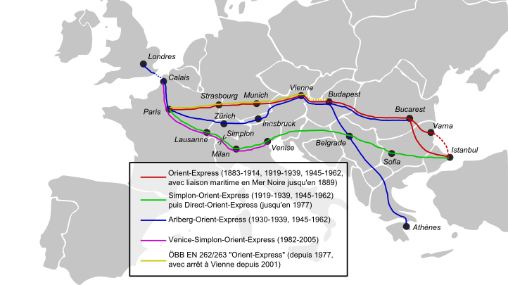 Trajets de l'Orient-Express depuis sa création