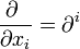 \frac{\partial~}{\partial x_i} = \part^i
