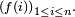\scriptstyle\ \left(f(i)\right)_{1\le i\le n}.\