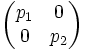 \begin{pmatrix}p_1&0\0&p_2\ \end{pmatrix}