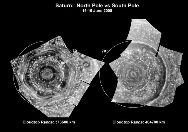Tourbillonnantes énigmes aux deux pôles de Saturne