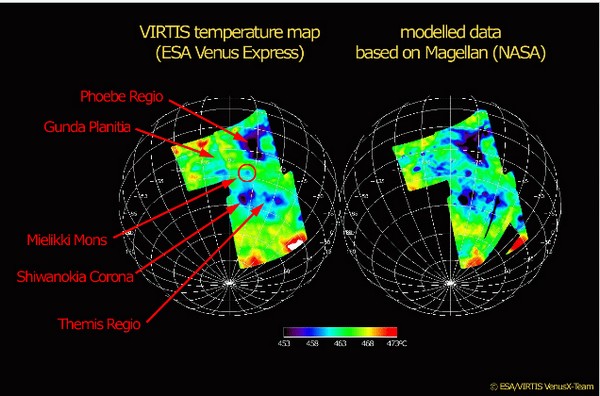 Venus Express dévoile la température de surface de Vénus