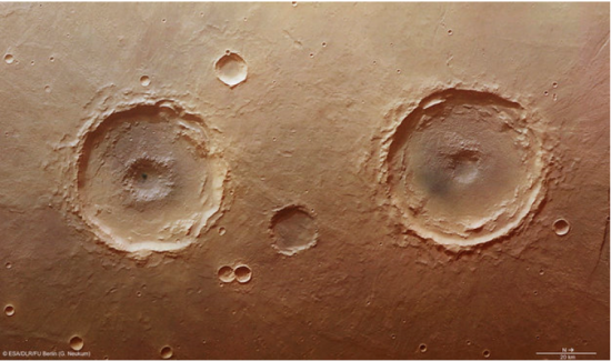 Les cratères jumeaux de Mars