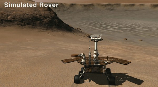 Mars: le robot Opportunity sort du cratère Victoria