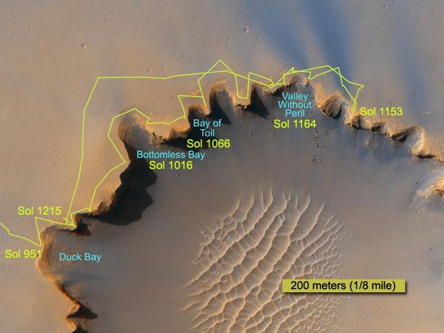Opportunity s’apprête à descendre dans le cratère martien Victoria