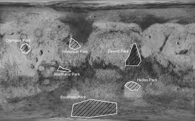 Des parcs naturels planétaires sur Mars