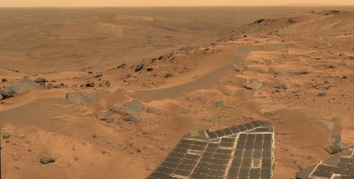 Spirit : panorama depuis le sommet d’une colline martienne