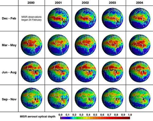 Cinq ans d'observation des aérosols par le satellite Terra