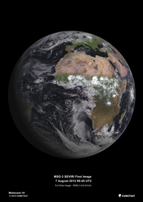 Première image du satellite météorologique européen MSG-3