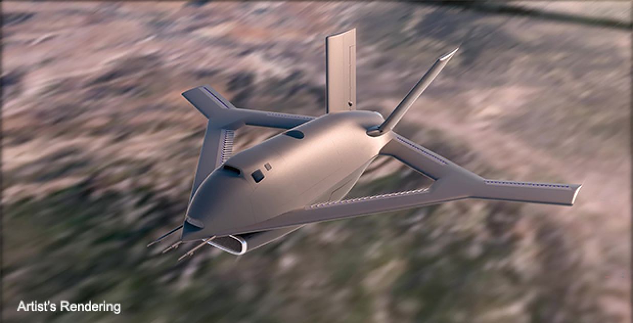 Bau des experimentellen Flugzeugs X-65 CRANE zur Erforschung neuer Luftfahrttechnologien