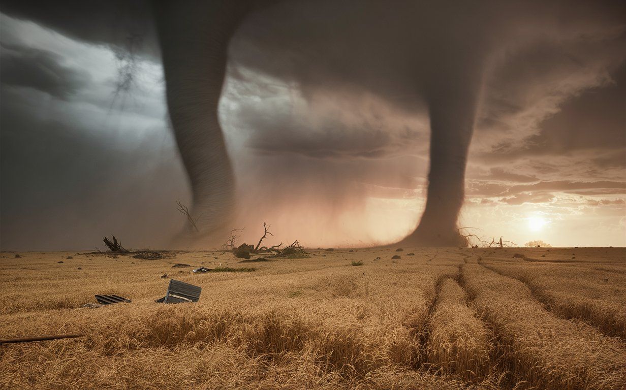 A tornado with reverse rotation, another looping back on its own path... Why?