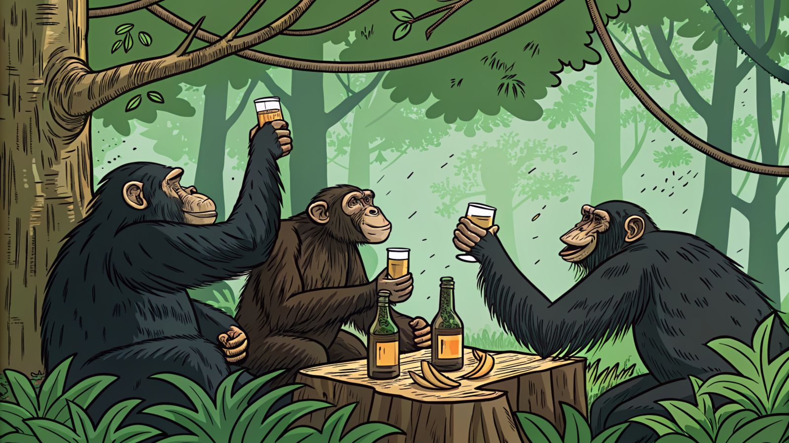 Chimpanzees caught socializing with alcohol 🍇