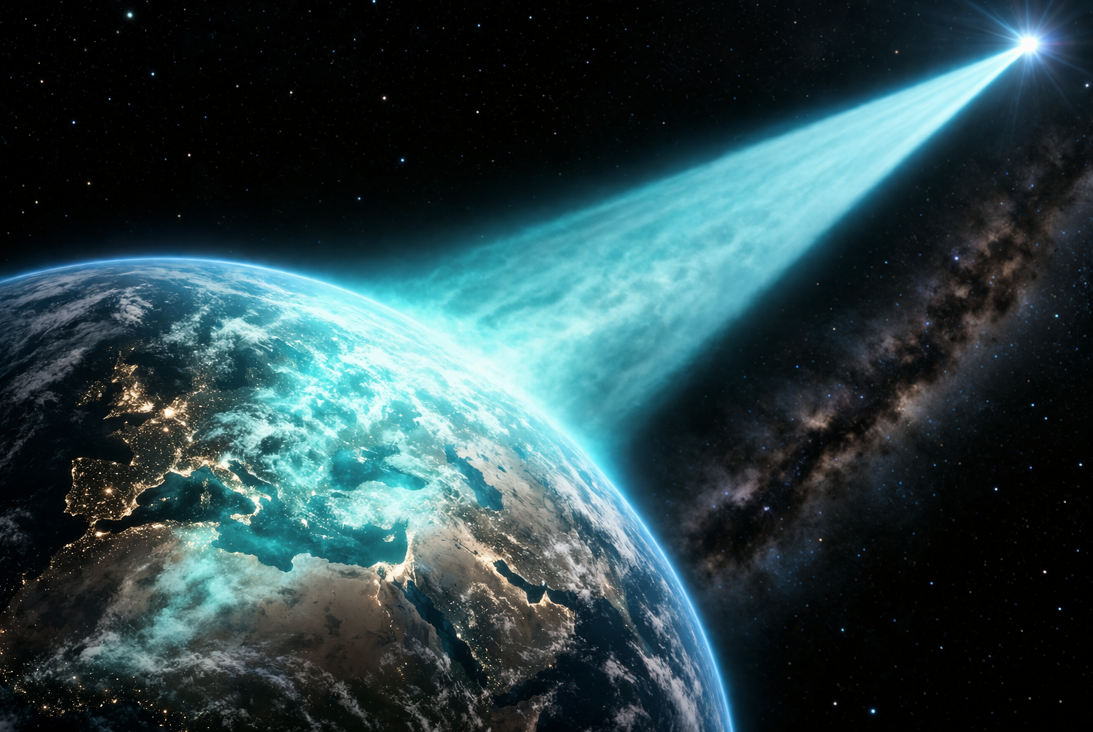 💥 Um mega "laser" vindo dos confins do Universo atinge a Terra