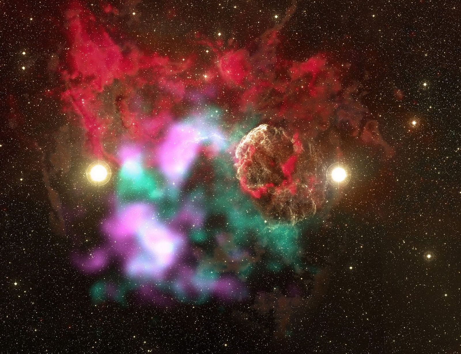 ¥ Deux étoiles d'un même système ont toutes les deux explosé en supernova