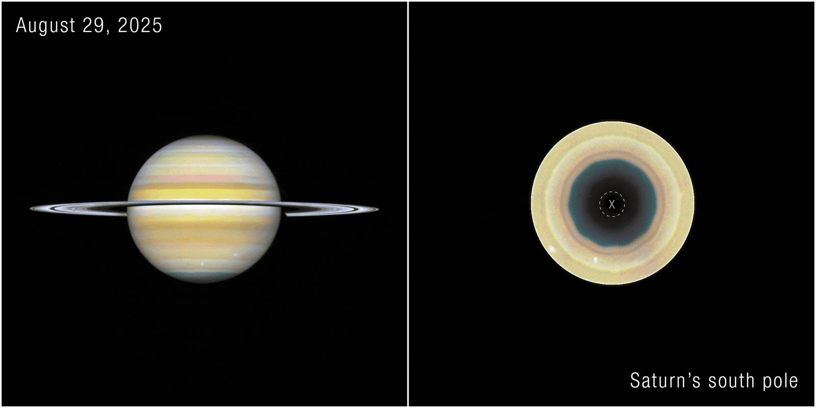  Une immense structure à dix côtés apparaît au pôle sud de Saturne