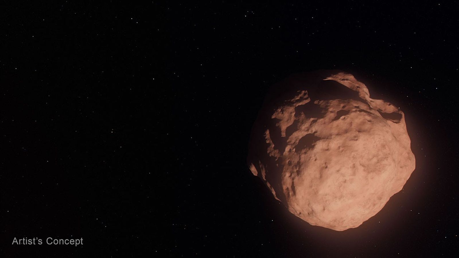 Cette illustration représente un objet transneptunien, un petit corps glacé et peu lumineux orbitant autour du Soleil au-delà de l'orbite de Neptune.