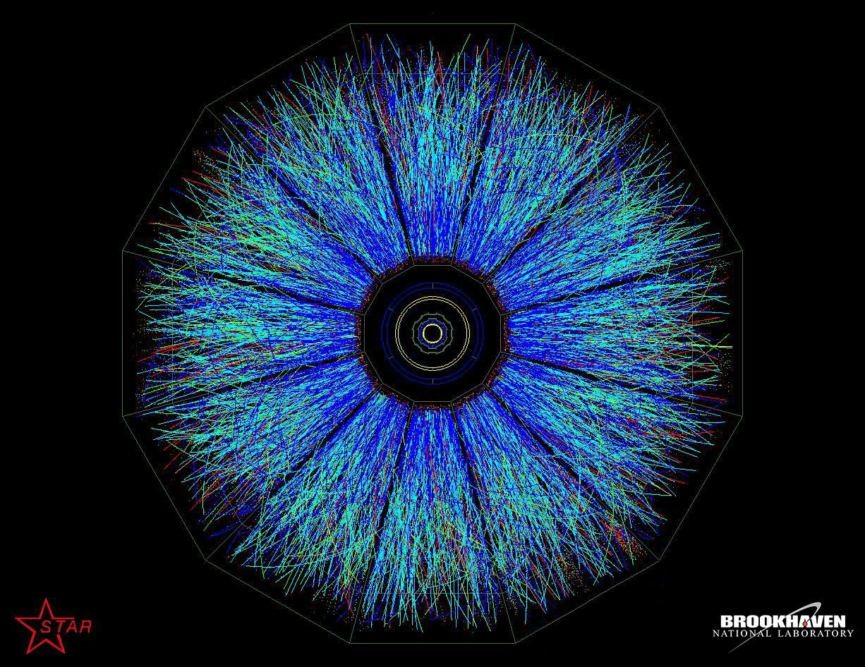 Collision entre ions d’or enregistrée par le détecteur STAR au RHIC.