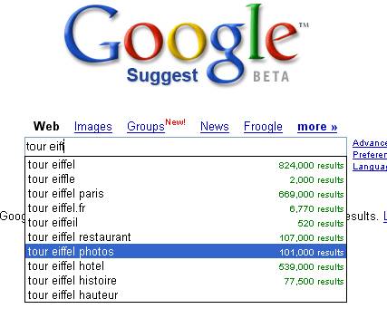 Google Suggest : nouvel outil dans l'interface du moteur de recherche